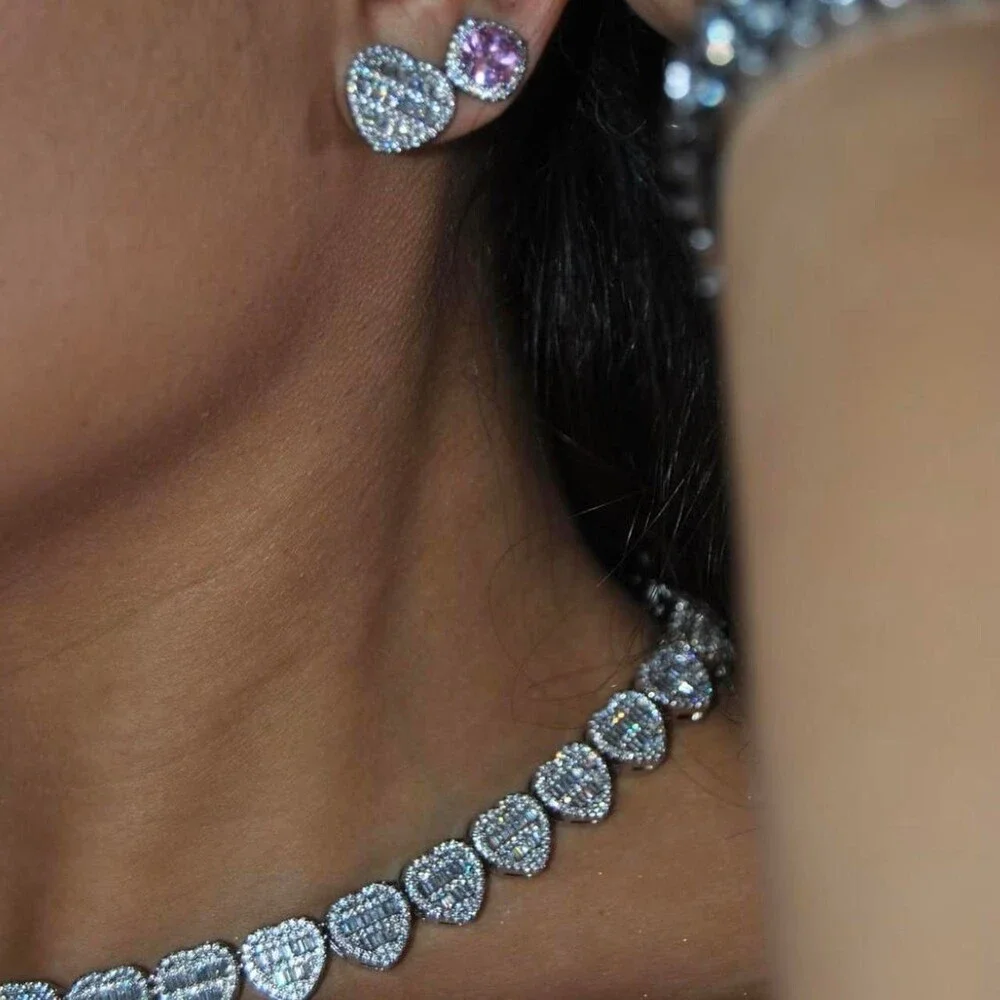 Iced Out Heart Necklace 16 Inch 4 Ea 4